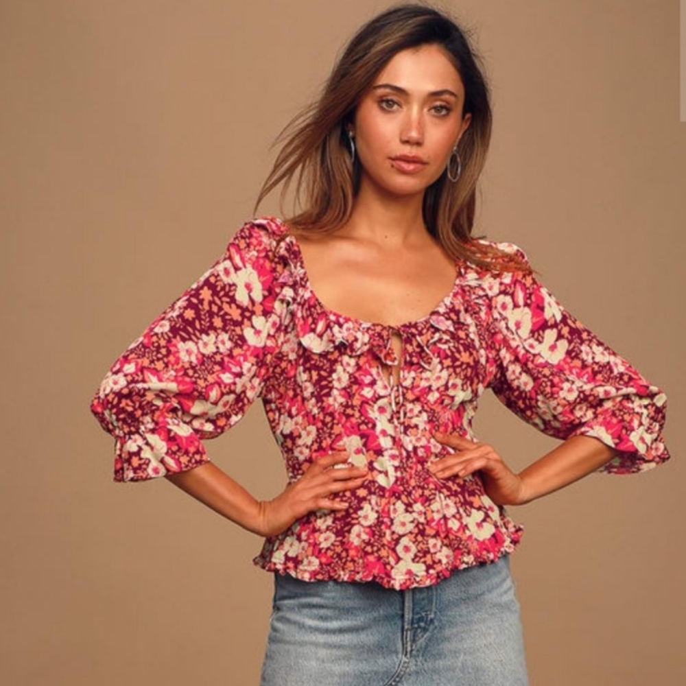 Free People Sweet Memories Floral Poet Top